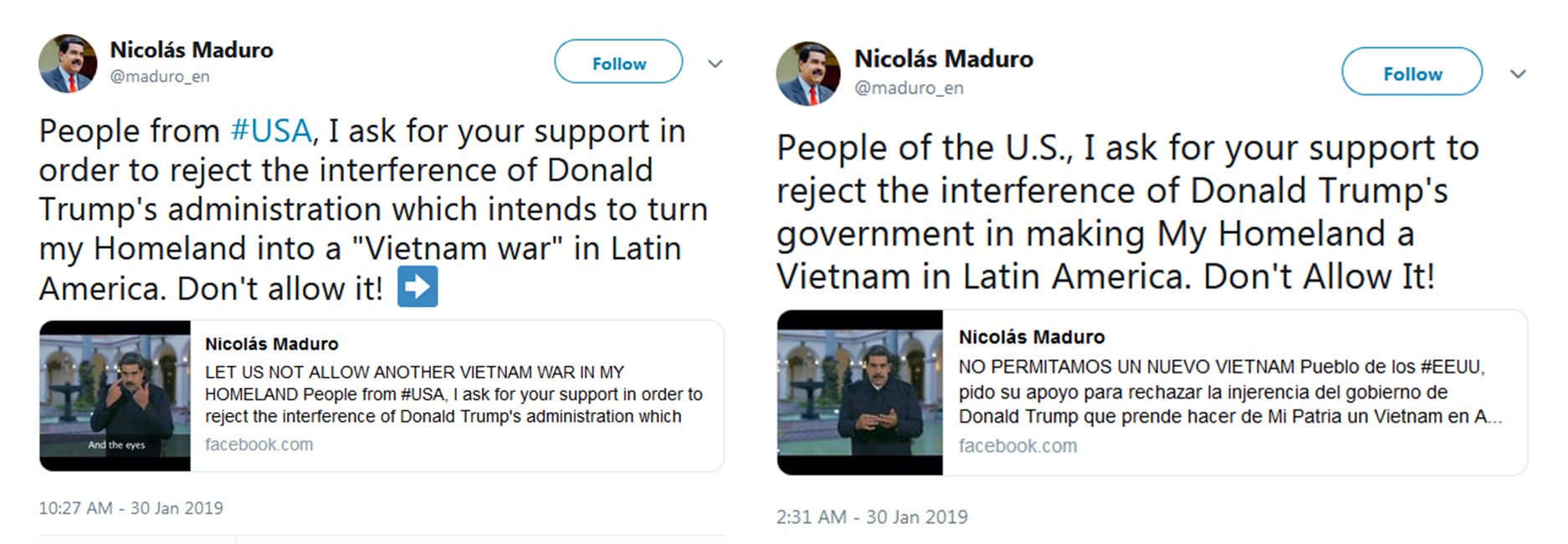 NICOLAS MADURO ASK FOR SUPPORT